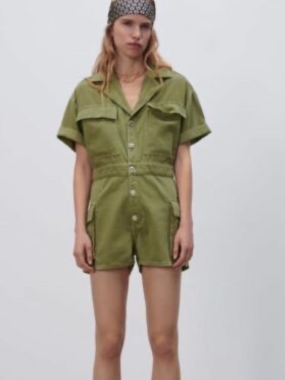 Zara The Safari‎ Playsuit Romper Size Small Olive Green